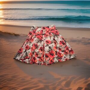 Banana Republic Skirt Sz 2 Pink Floral Silk Blend Cottage Boho Barbie Romantic
